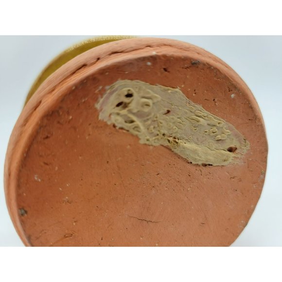 Pennsylvania Yellow Ware Glazed Chimney Candlestick W/Handle Incised Design - Picture 10 of 14